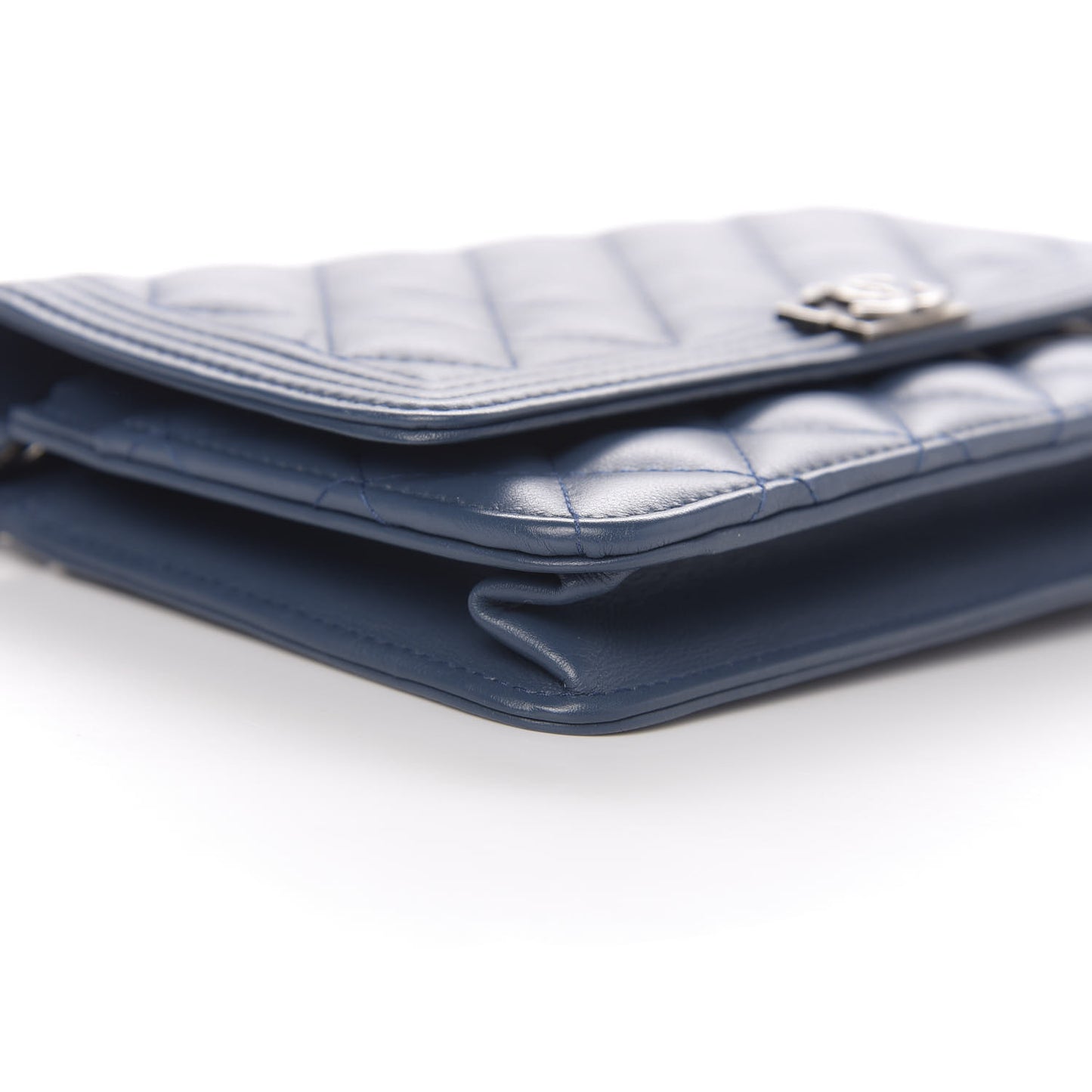 Lambskin Quilted Boy Wallet On Chain WOC Blue