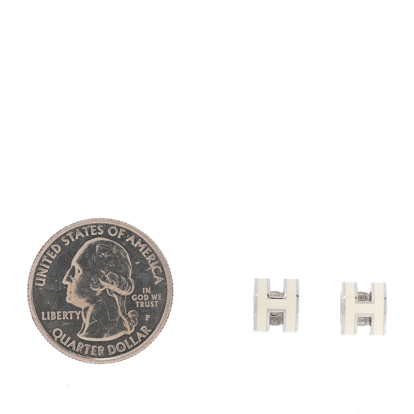 Palladium Lacquered Mini Pop H Earrings White