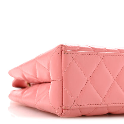 Chanel Shiny Aged Calfskin Quilted Nano Kelly Shopper Coral Pink 9 of 14