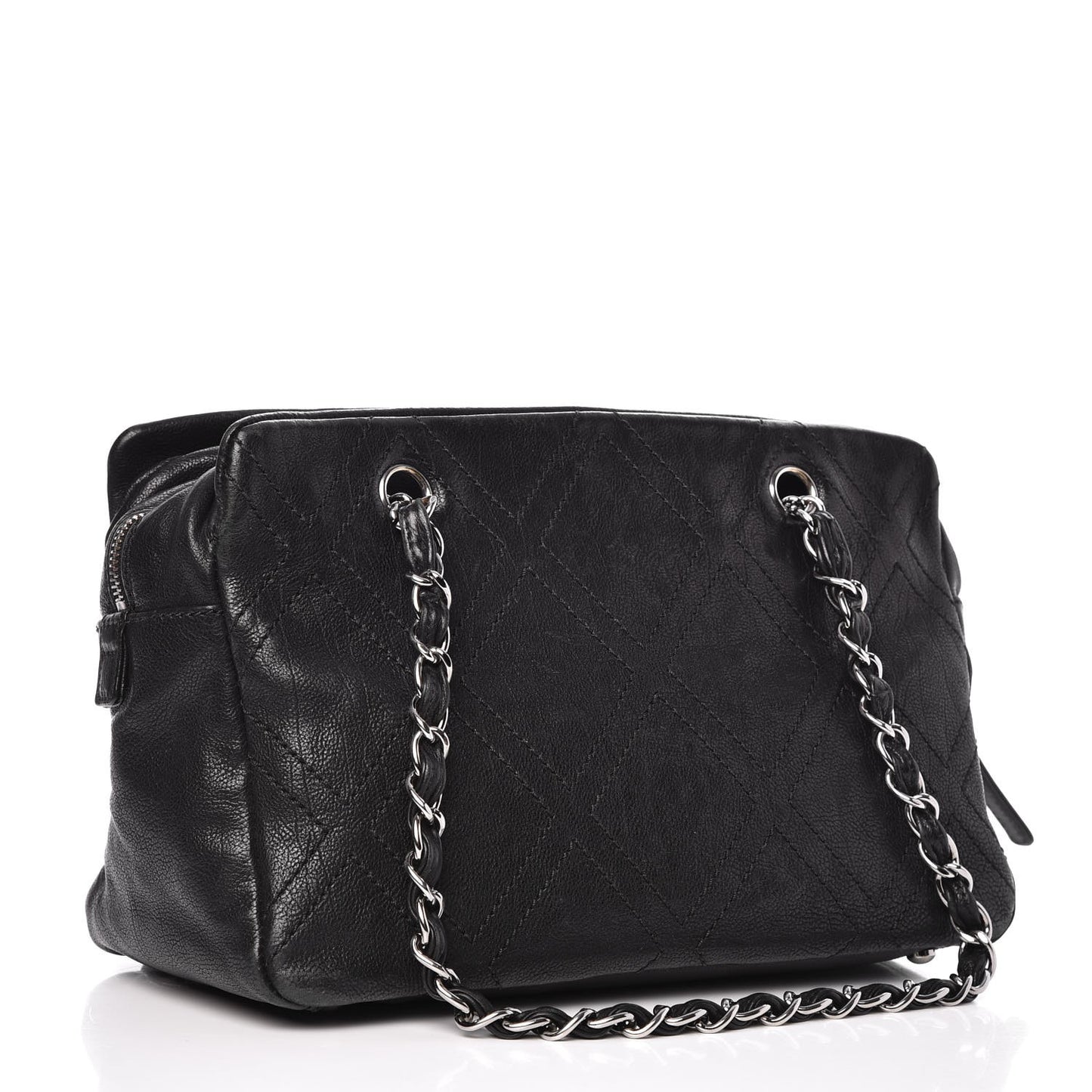 Calfskin Small Diamond Stitch Tote Black