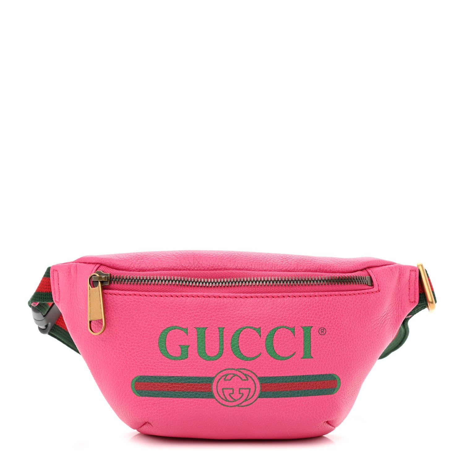 Gucci Grained Calfskin Small Logo Belt Bag Box Pink Green 1 of 10