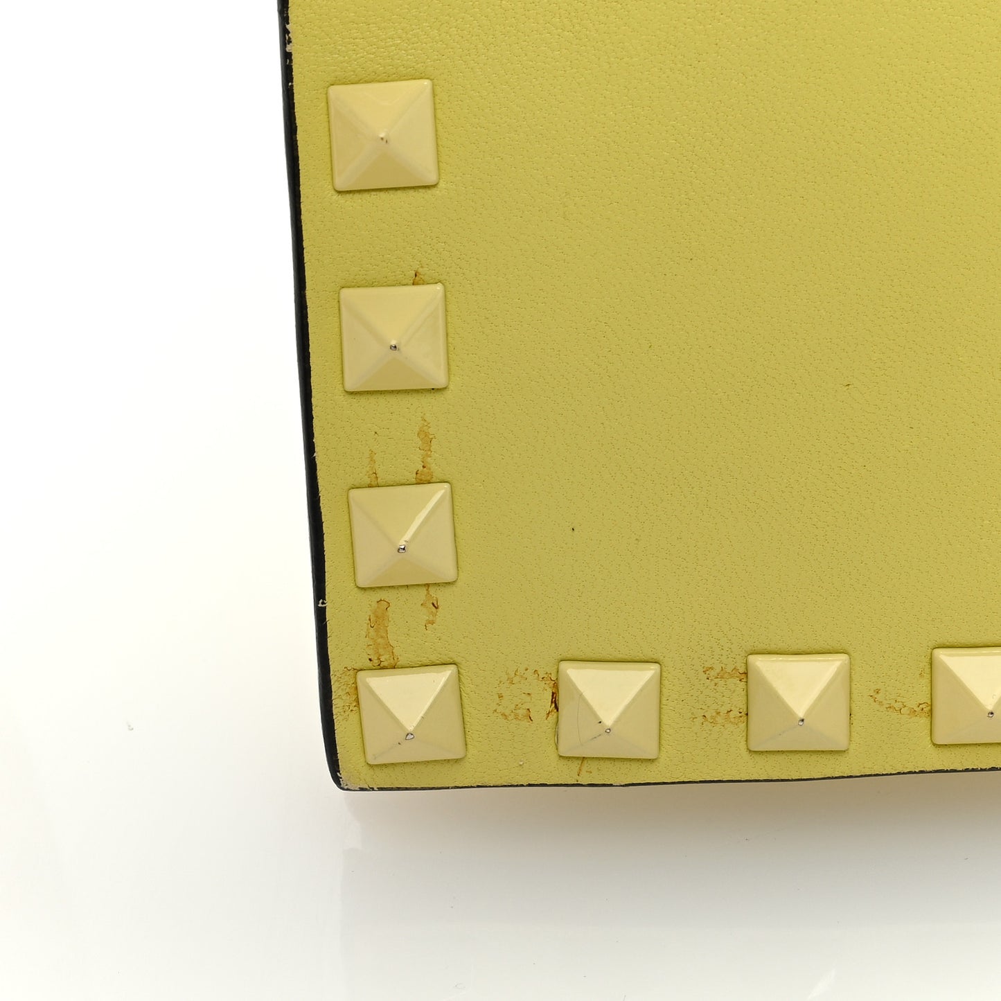 Nappa Monochrome Rockstud Wristlet Clutch Soft Yellow