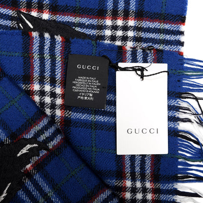 Gucci Wool Wolf Check Scarf Blue 3 of 4
