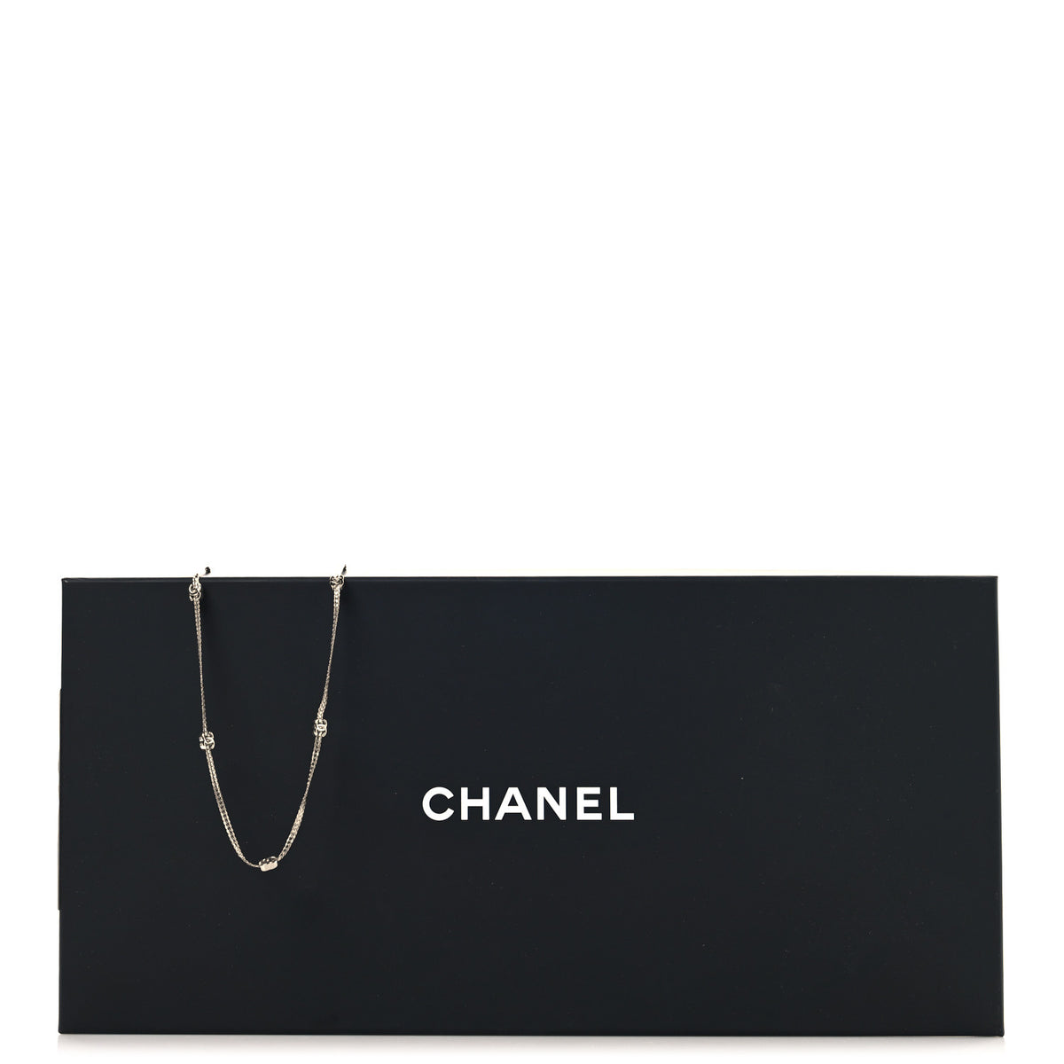 Chanel Metal CC Long Chain Necklace Silver 5 of 5