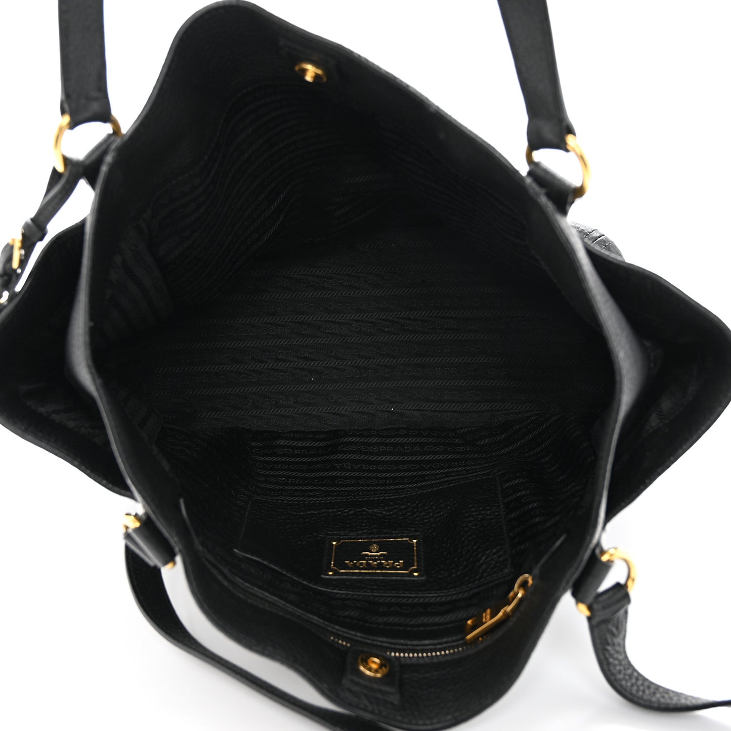 Vitello Daino Side Pocket Shoulder Bag Black