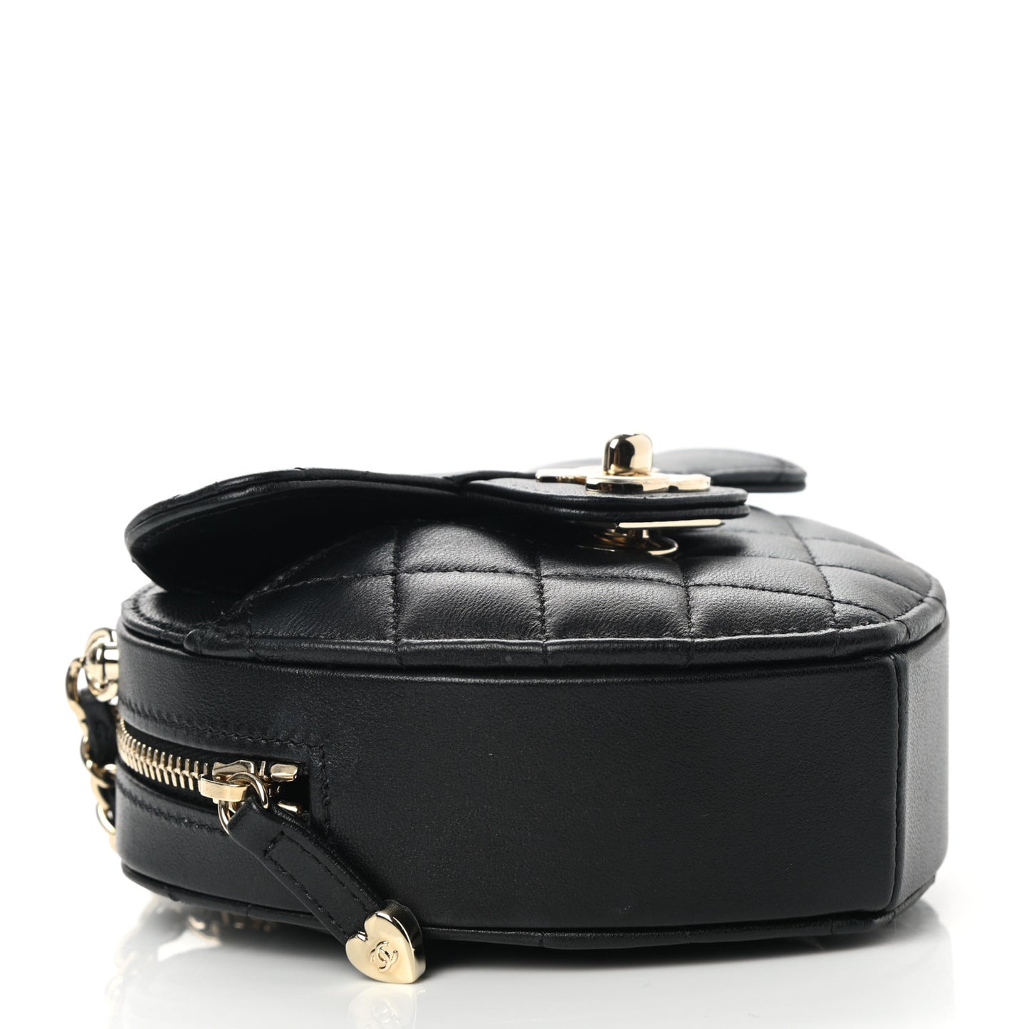 Lambskin Quilted CC In Love Heart Clutch With Chain Black