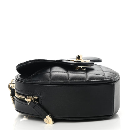 Chanel Lambskin Quilted CC In Love Heart Clutch With Chain Black 4 of 9