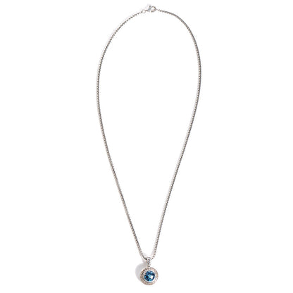 David Yurman Sterling Silver Diamond Blue Topaz Necklace 3 of 5