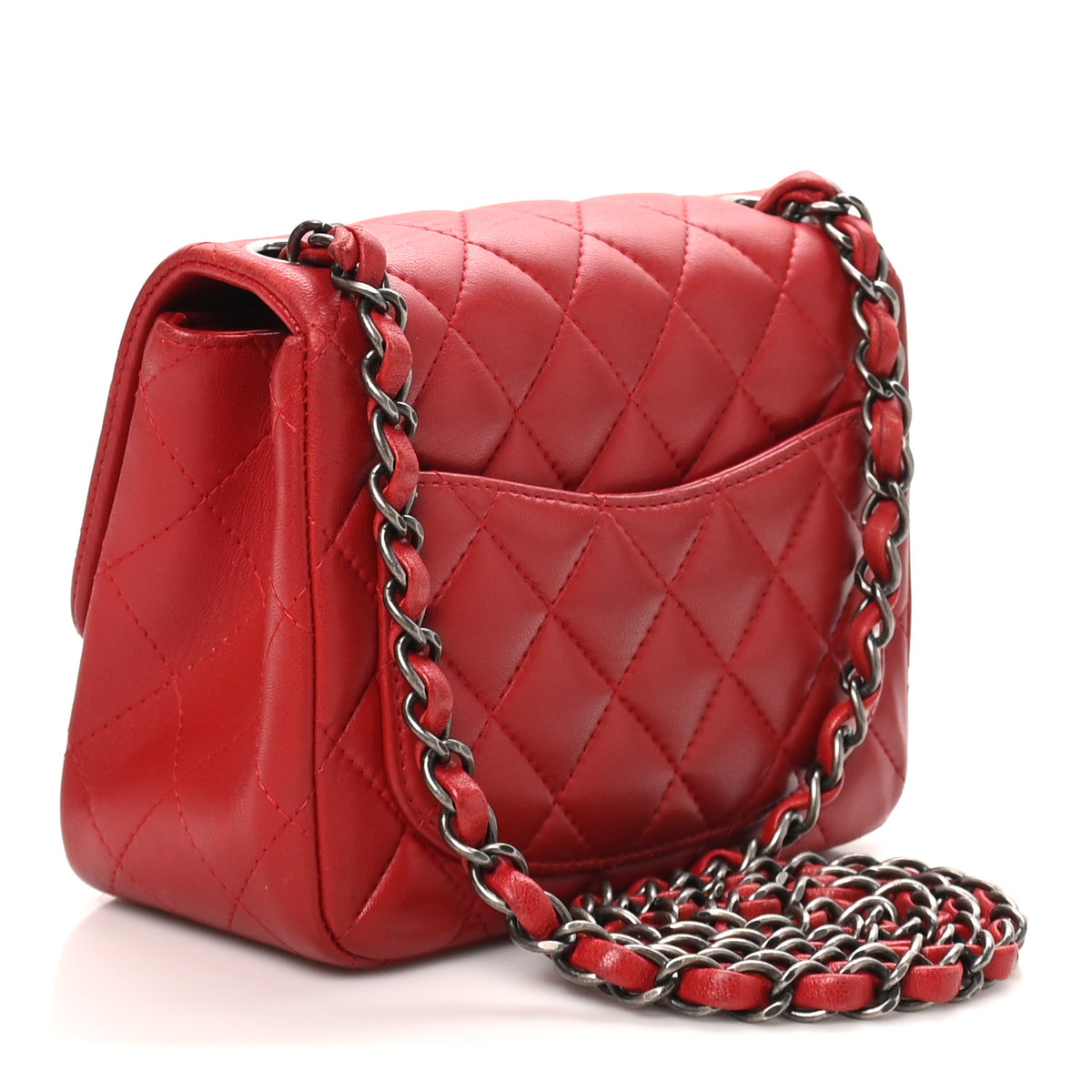 Chanel Lambskin Quilted Mini Square Flap Red 2 of 9