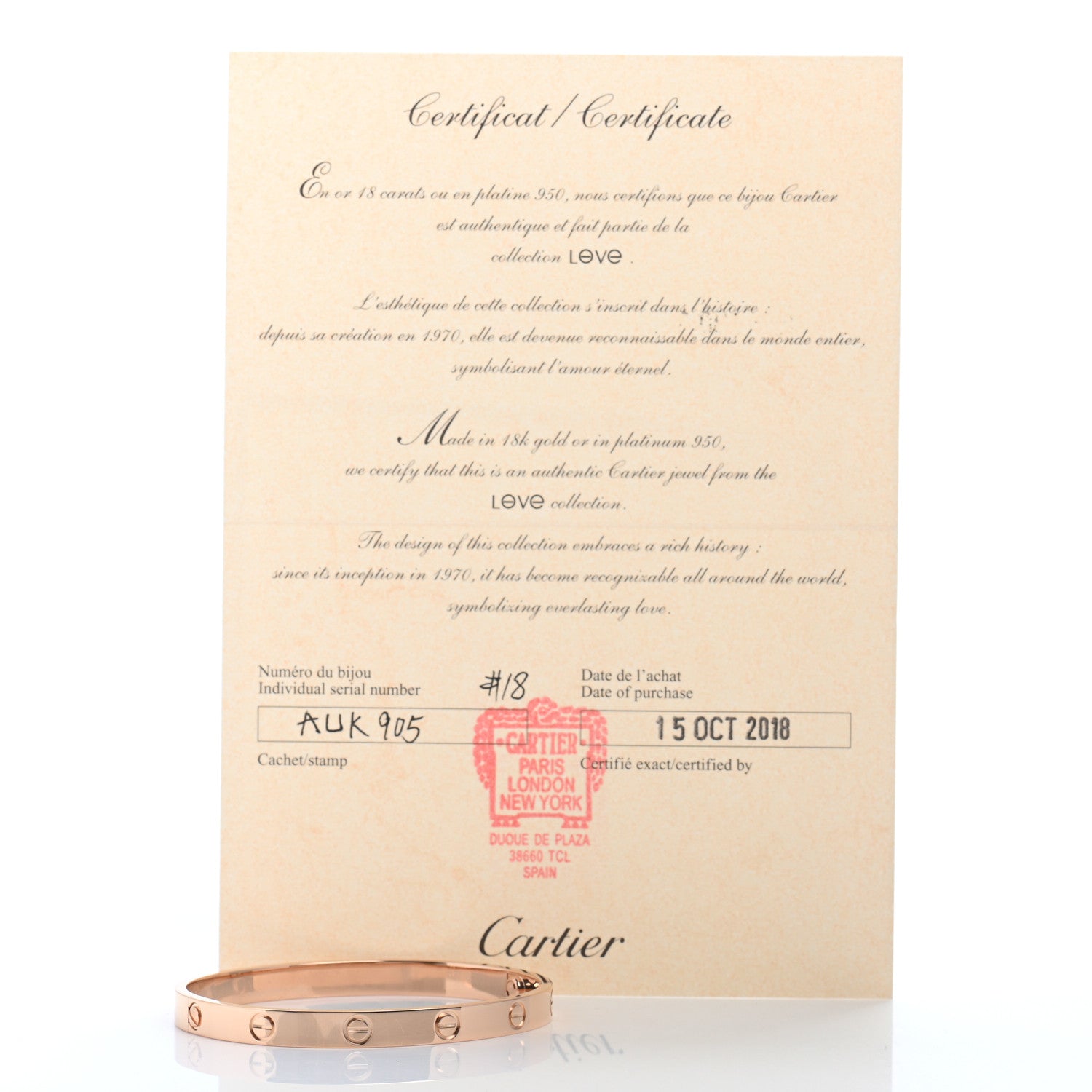 Cartier 18K Pink Gold LOVE Bracelet 18 5 of 5