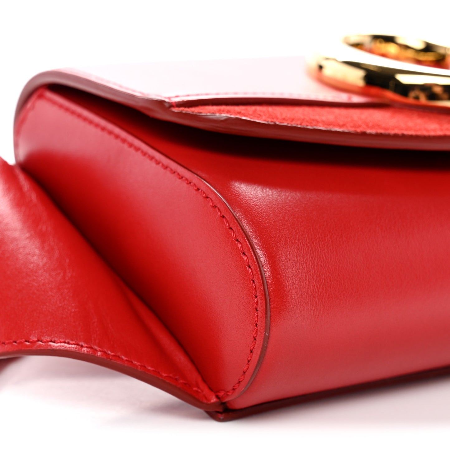 Calfskin Suede C Belt Bag Plaid Red