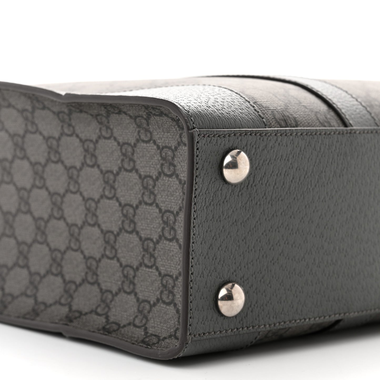 GG Supreme Monogram Textured Dollar Calfskin Medium Ophidia Tote Grey Black Graphite Grey
