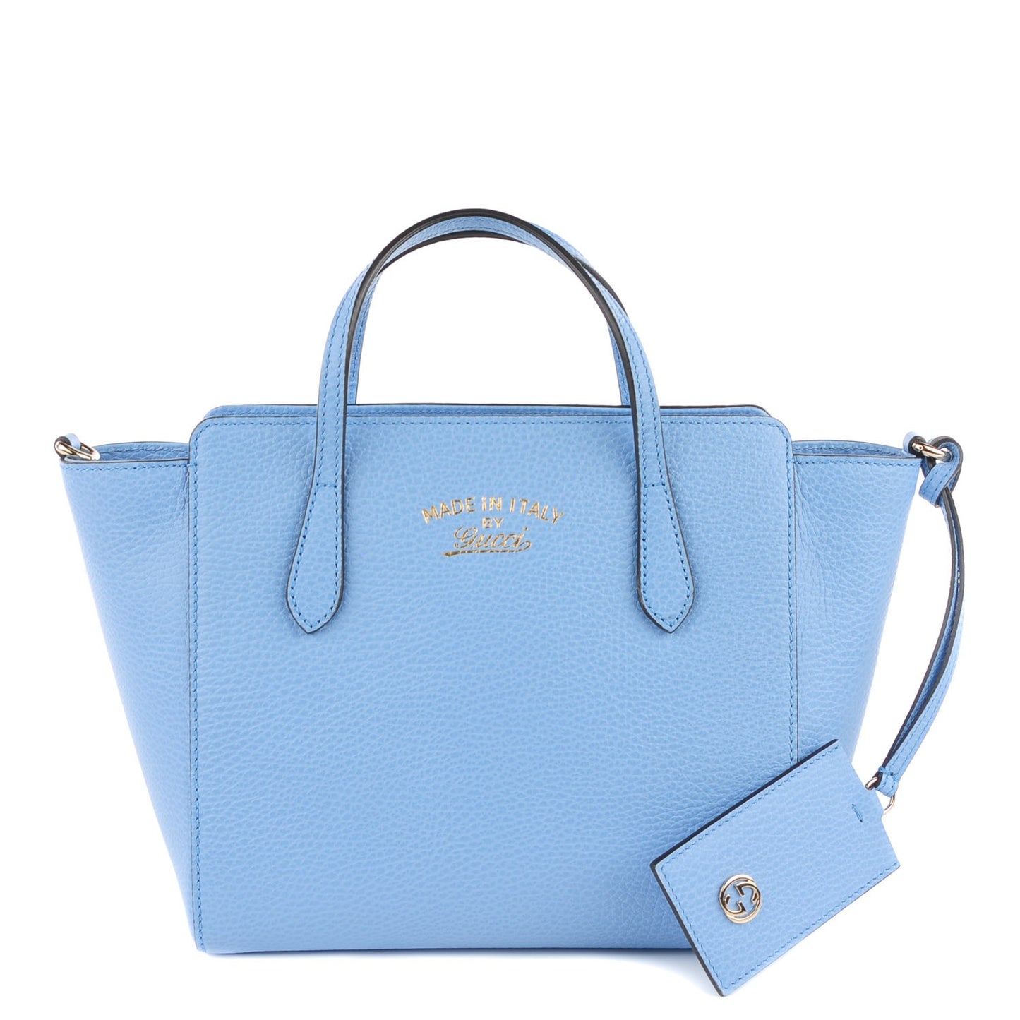 Dollar Calfskin Mini Swing Top Handle Bag Mineral Blue