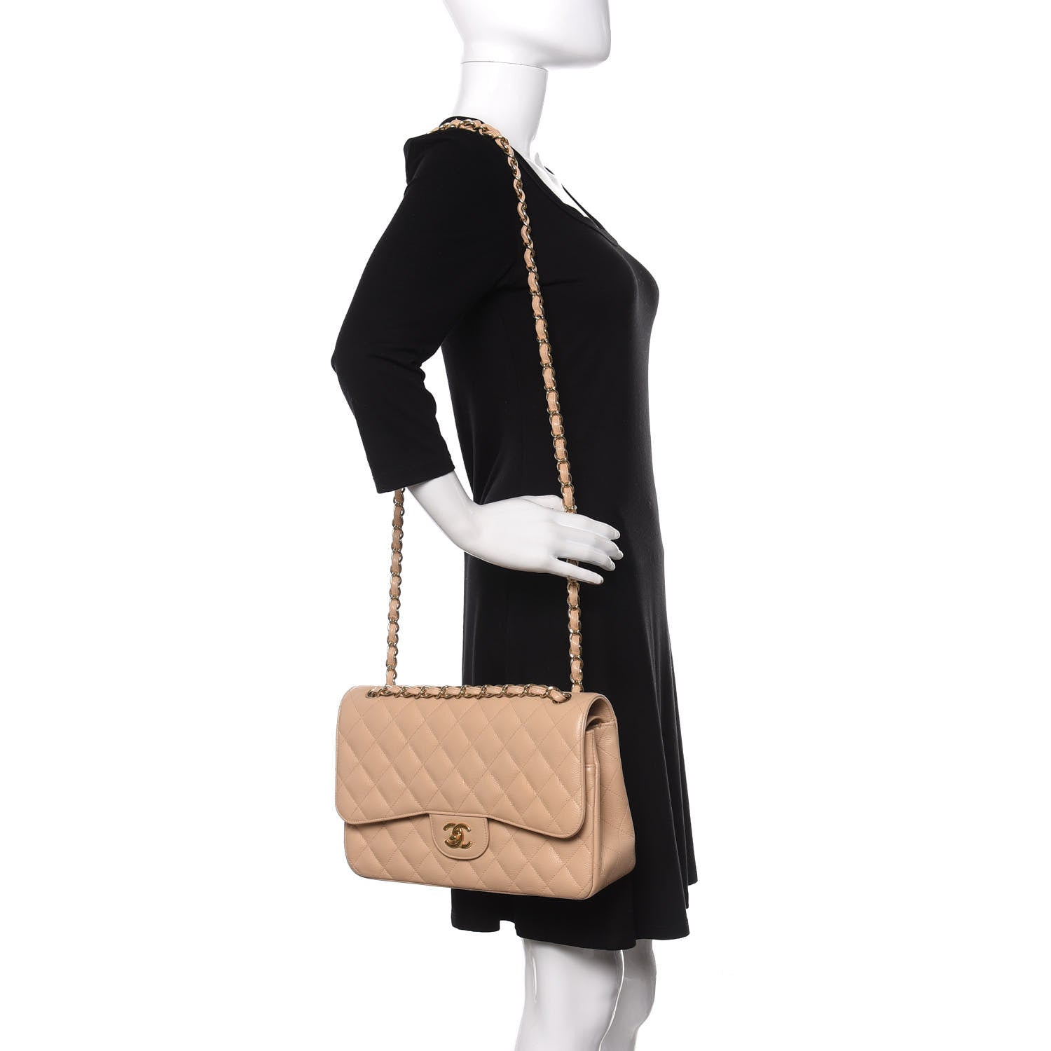 Chanel Caviar Quilted Jumbo Double Flap Beige Clair 2 of 14