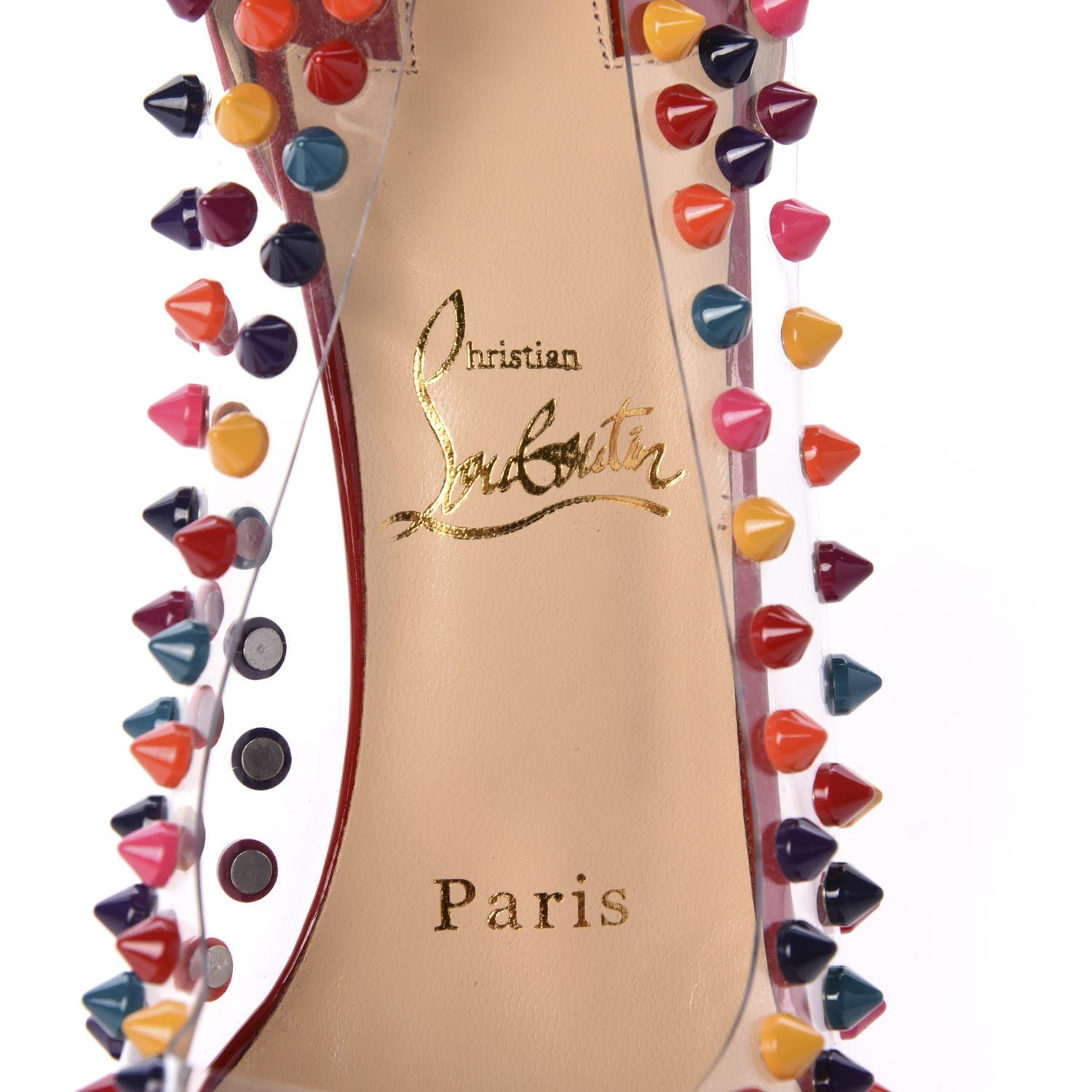 Christian Louboutin Patent PVC Spike Me 100 Pumps 38 Pinky 9 of 10