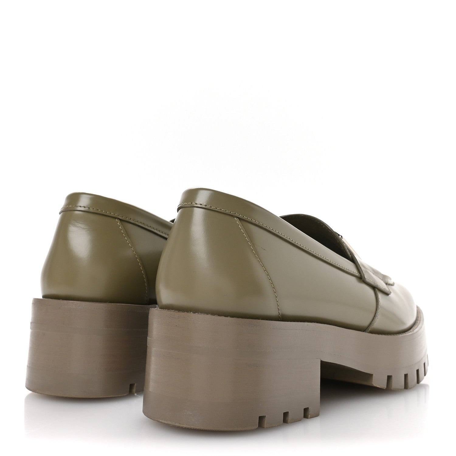 Chanel Calfskin Metal CC Loafers 37.5 Khaki 5 of 10