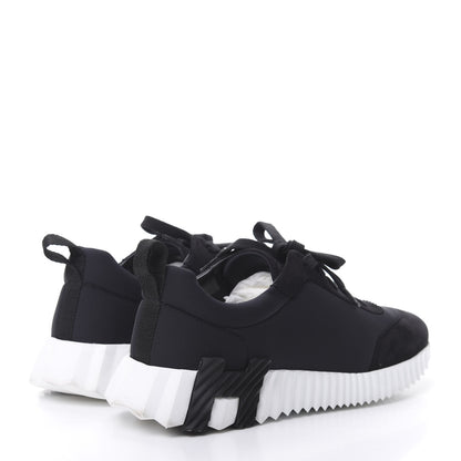 Hermes Technical Jersey Suede Goatskin Bouncing Sneakers 37 Black White 4 of 8