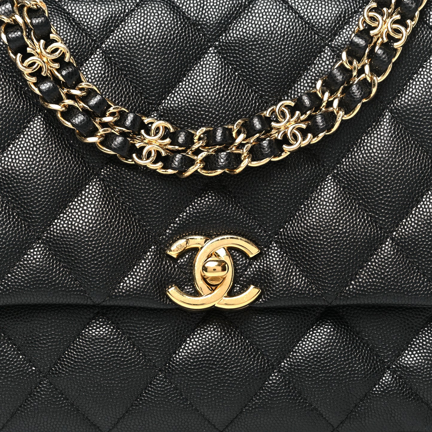 Caviar Quilted Coco First Flap Black
