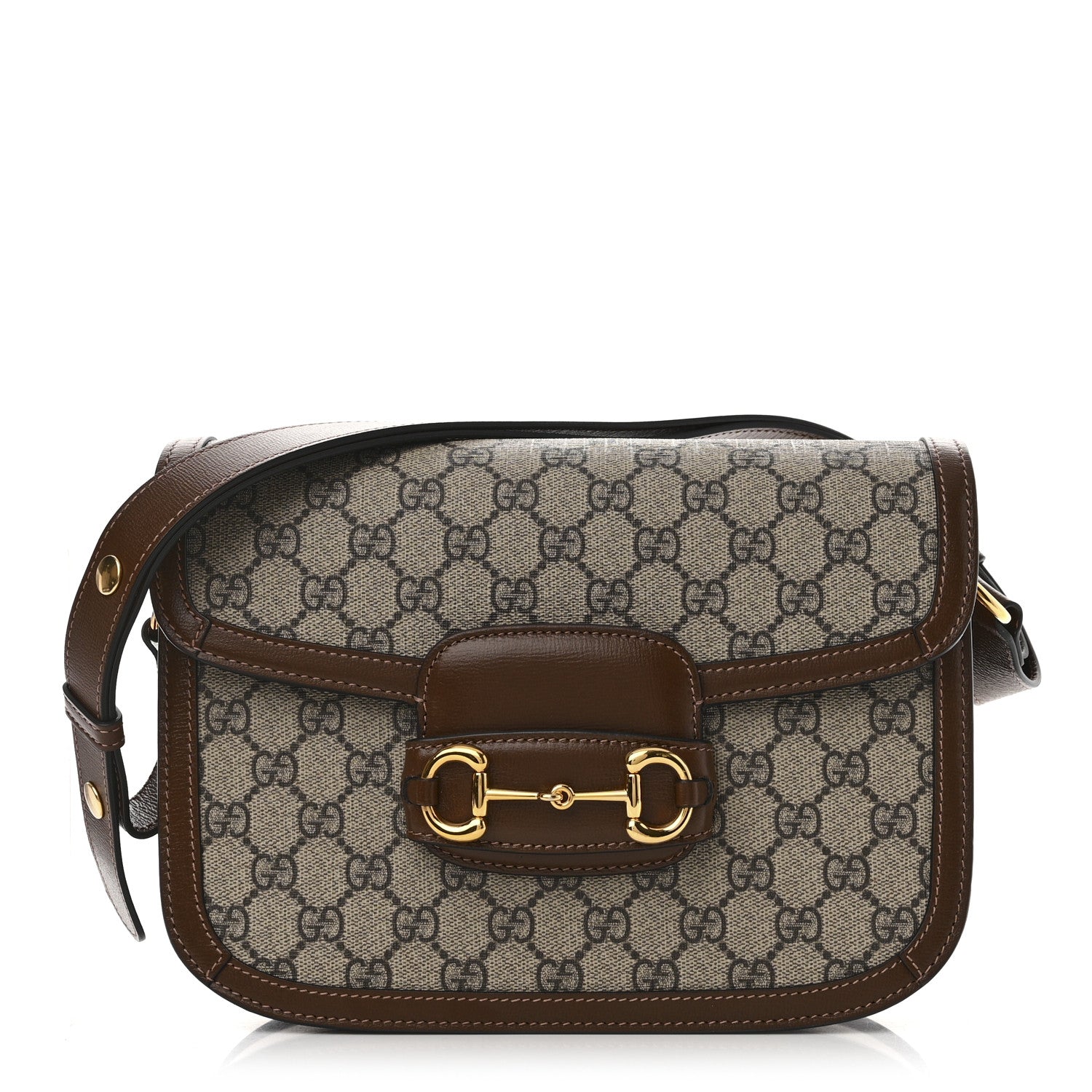 Gucci GG Supreme Monogram Horsebit 1955 Shoulder Bag Beige Brown Sugar 1 of 12