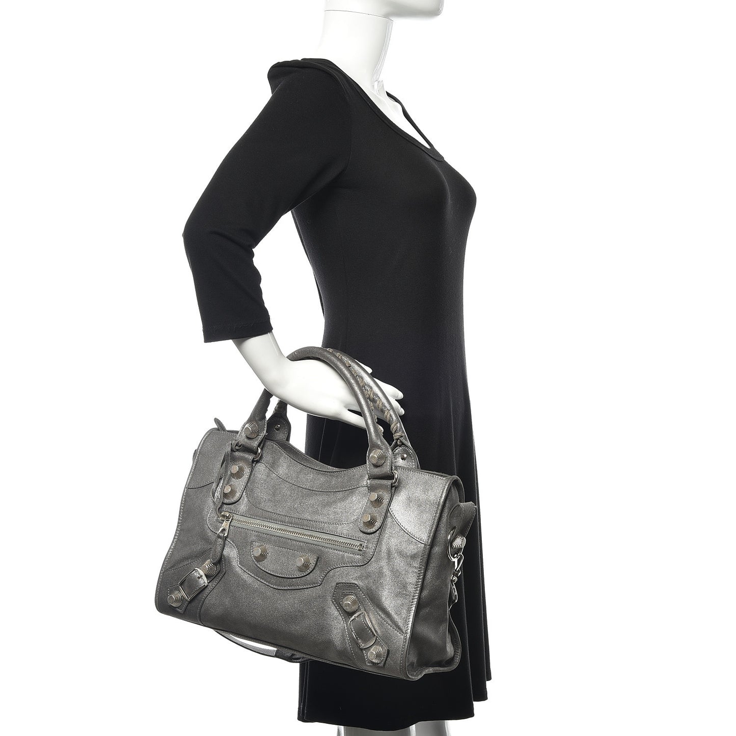 Craquele Calfskin Giant 21 Silver Hardware City Ardoise