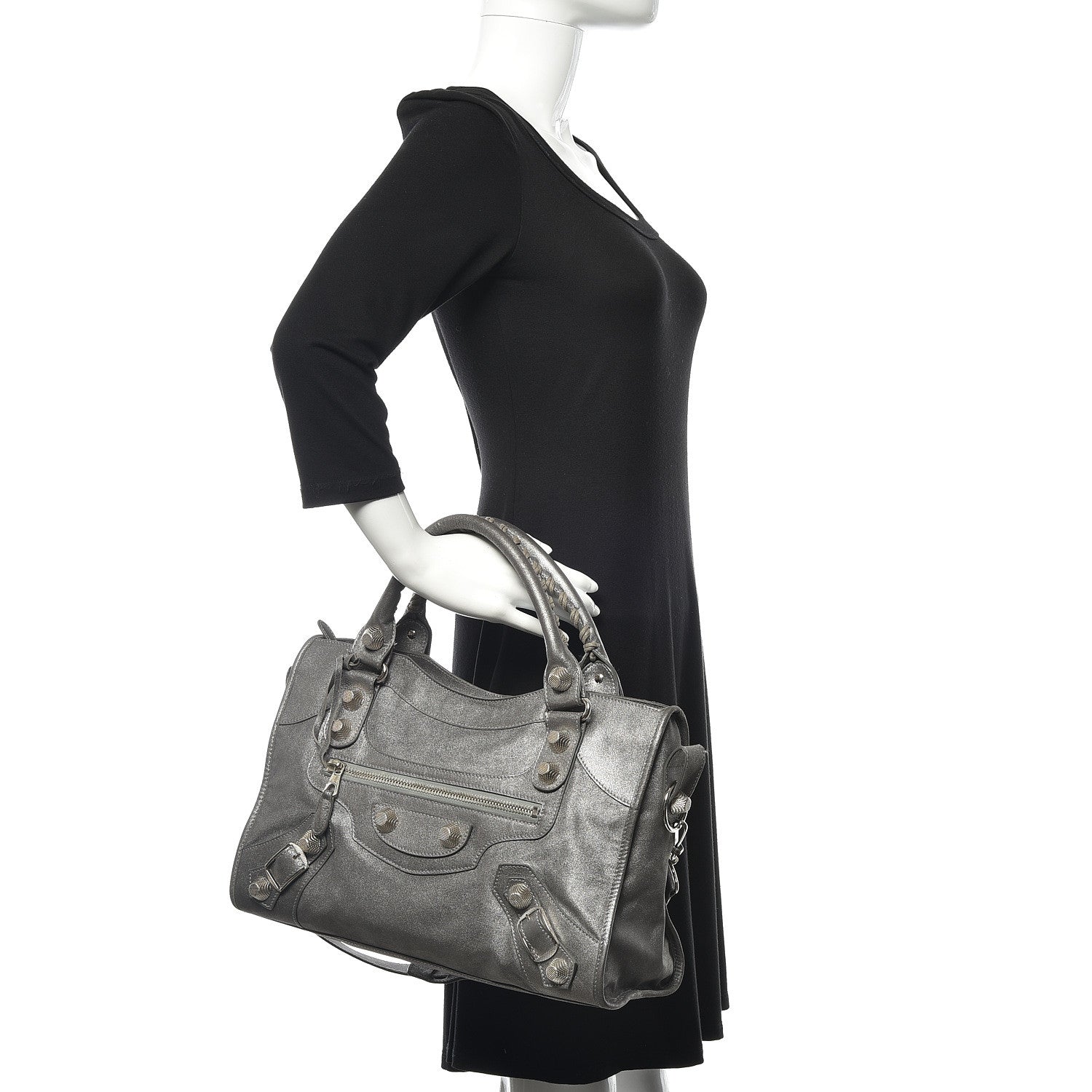 Balenciaga Craquele Calfskin Giant 21 Silver Hardware City Ardoise 3 of 13
