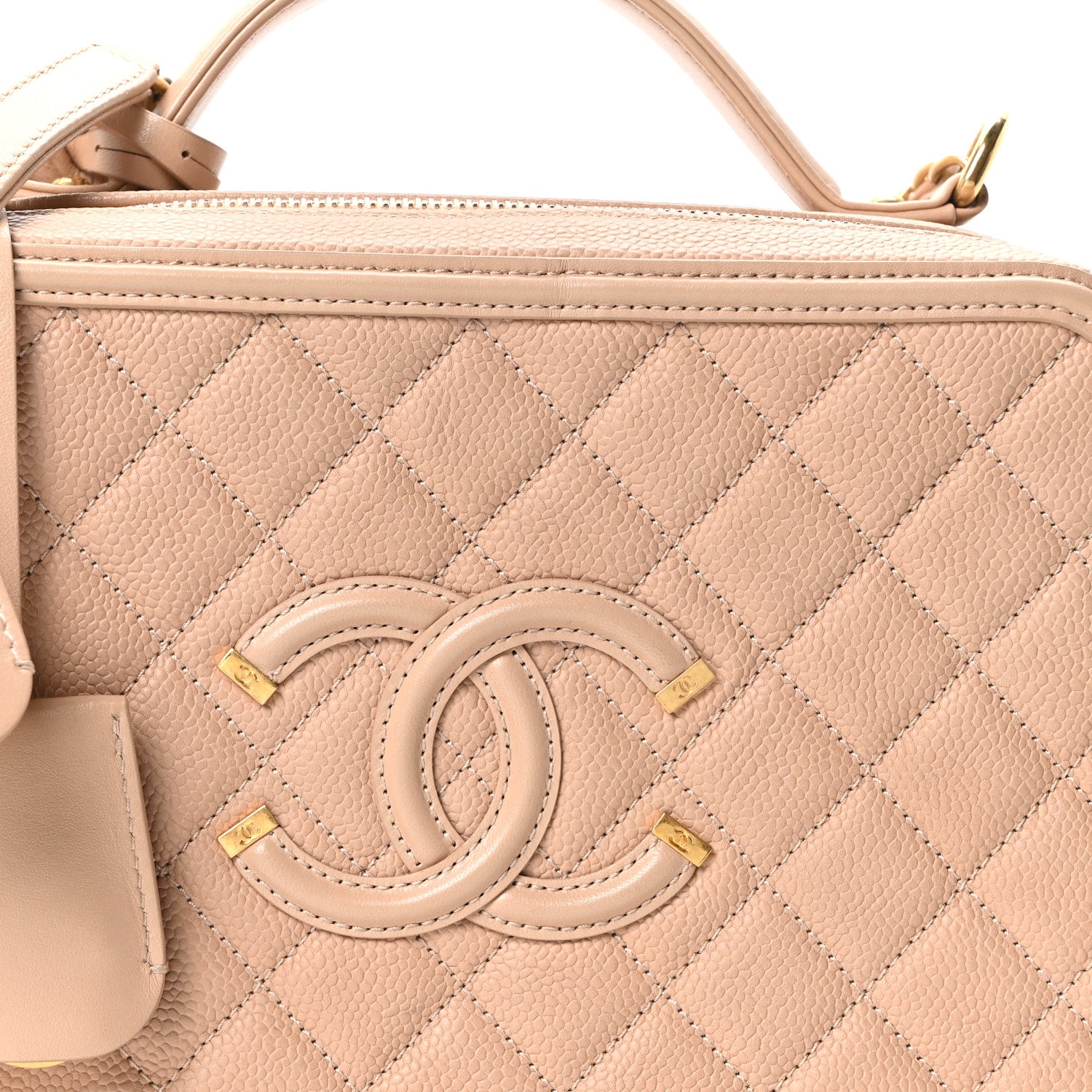 Chanel Caviar Quilted Large CC Filigree Vanity Case Beige 8 of 10