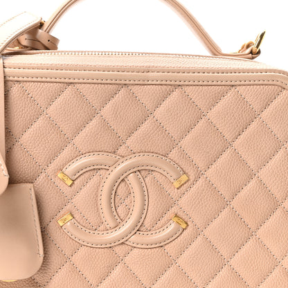 Chanel Caviar Quilted Large CC Filigree Vanity Case Beige 8 of 10