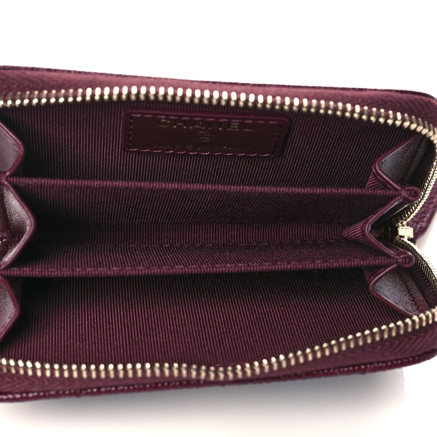 Chanel Caviar Quilted Zip Around Coin Purse Burgundy 5 of 9