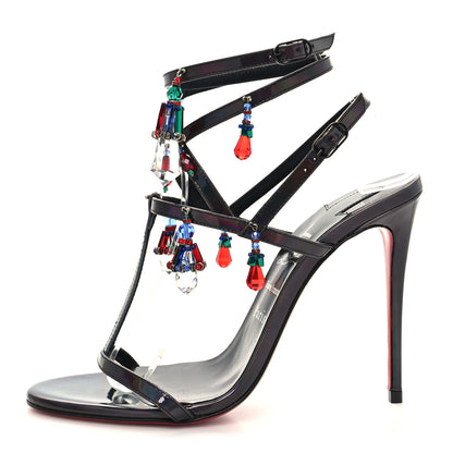 Christian Louboutin Patent Bombina Pampilla 100 Sandals 38 Black 1 of 8