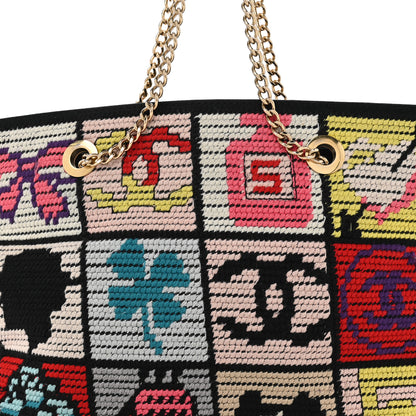 Chanel Needlepoint Precious Symbols Shoulder Bag Black 8 of 16