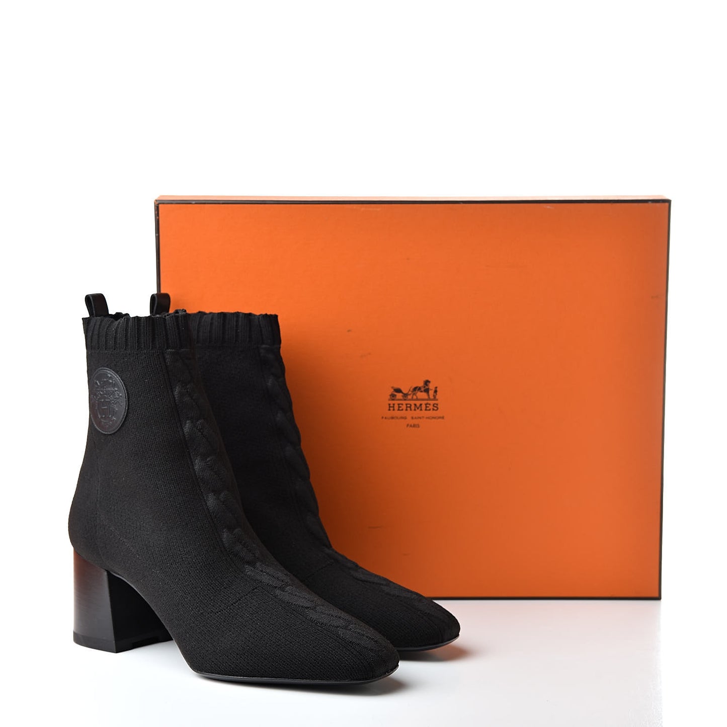 Knit Calfskin Volver Ankle Boots 38.5 Black