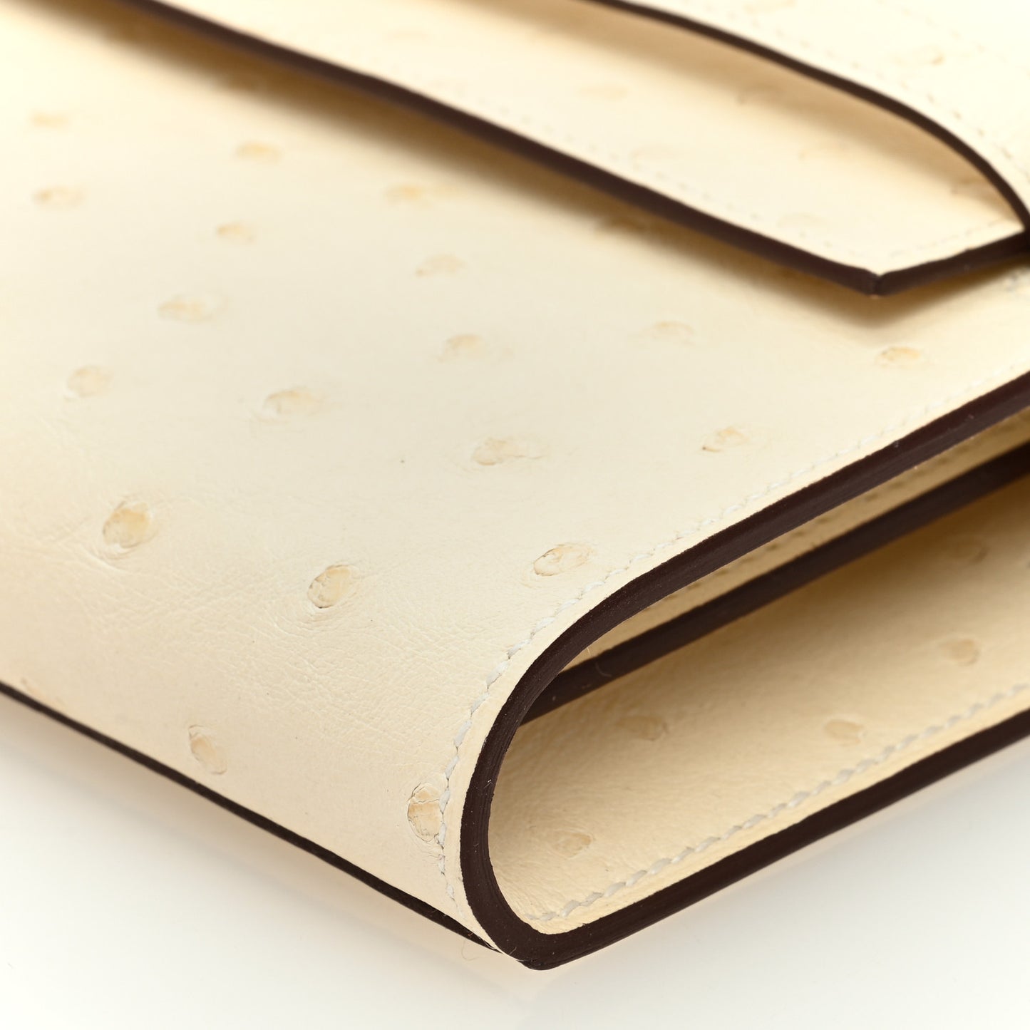 Ostrich Kelly Wallet To Go Craie