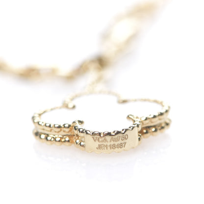 Van Cleef & Arpels 18K Yellow Gold Mother of Pearl Onyx 6 Motifs Magic Alhambra Necklace 5 of 7