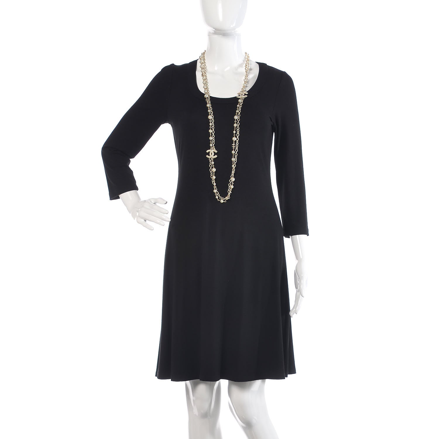 Chanel Graduated Pearl Double Chain CC Long Necklace Golden Pearly White 2 of 6