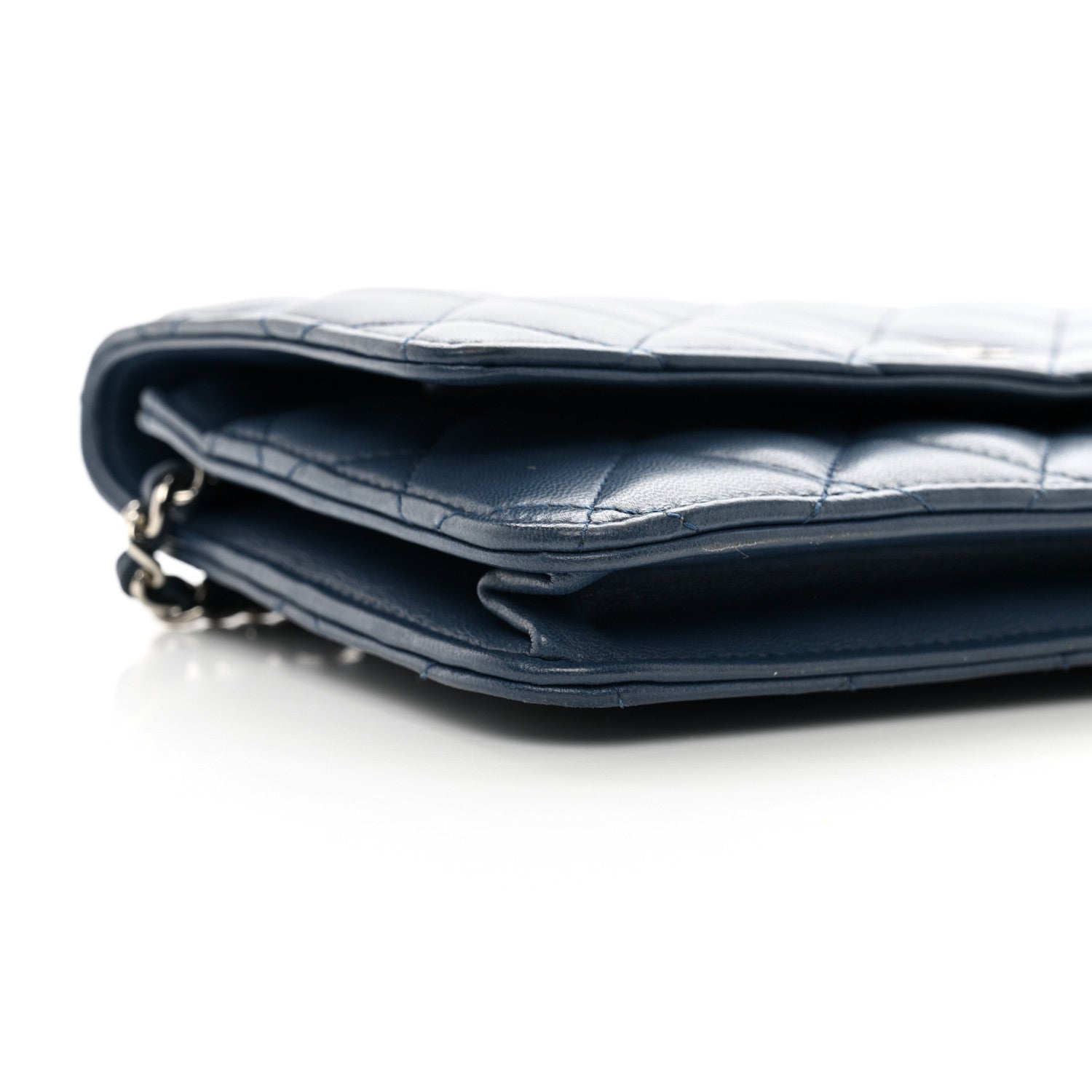 Chanel Lambskin Quilted Wallet On Chain WOC Navy Blue 10 of 12