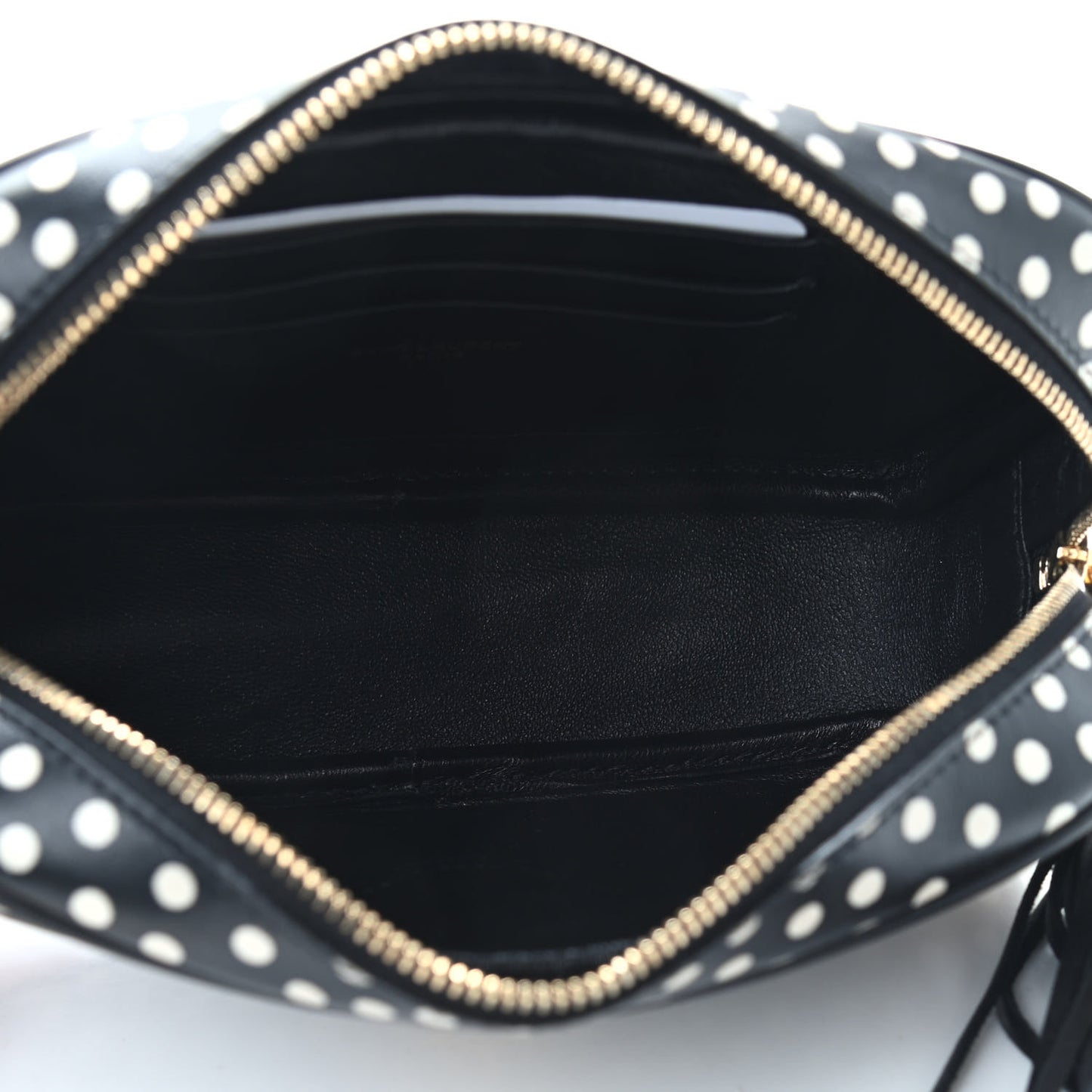 Calfskin Printed Polka Dot Mini Lou Camera Bag Black Crema Soft