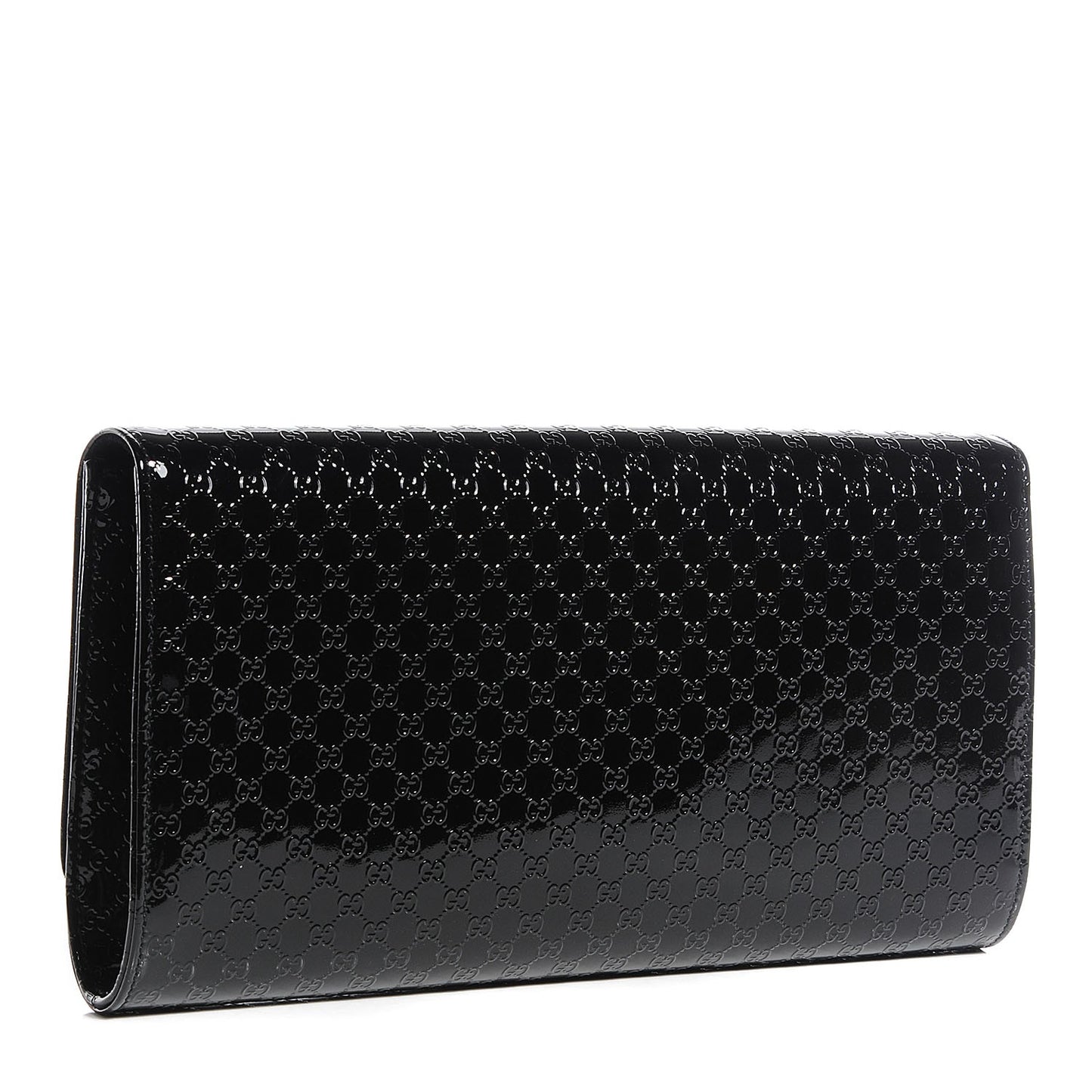 Patent Microguccissima Medium Broadway Evening Clutch Black