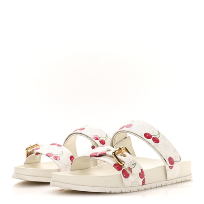 Louis Vuitton LV X TM Monogram Cerises Bom Dia Comfort Mule Sandals 42 White 4 of 9