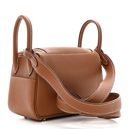 Hermes Taurillon Clemence Mini Lindy 20 Gold 3 of 10