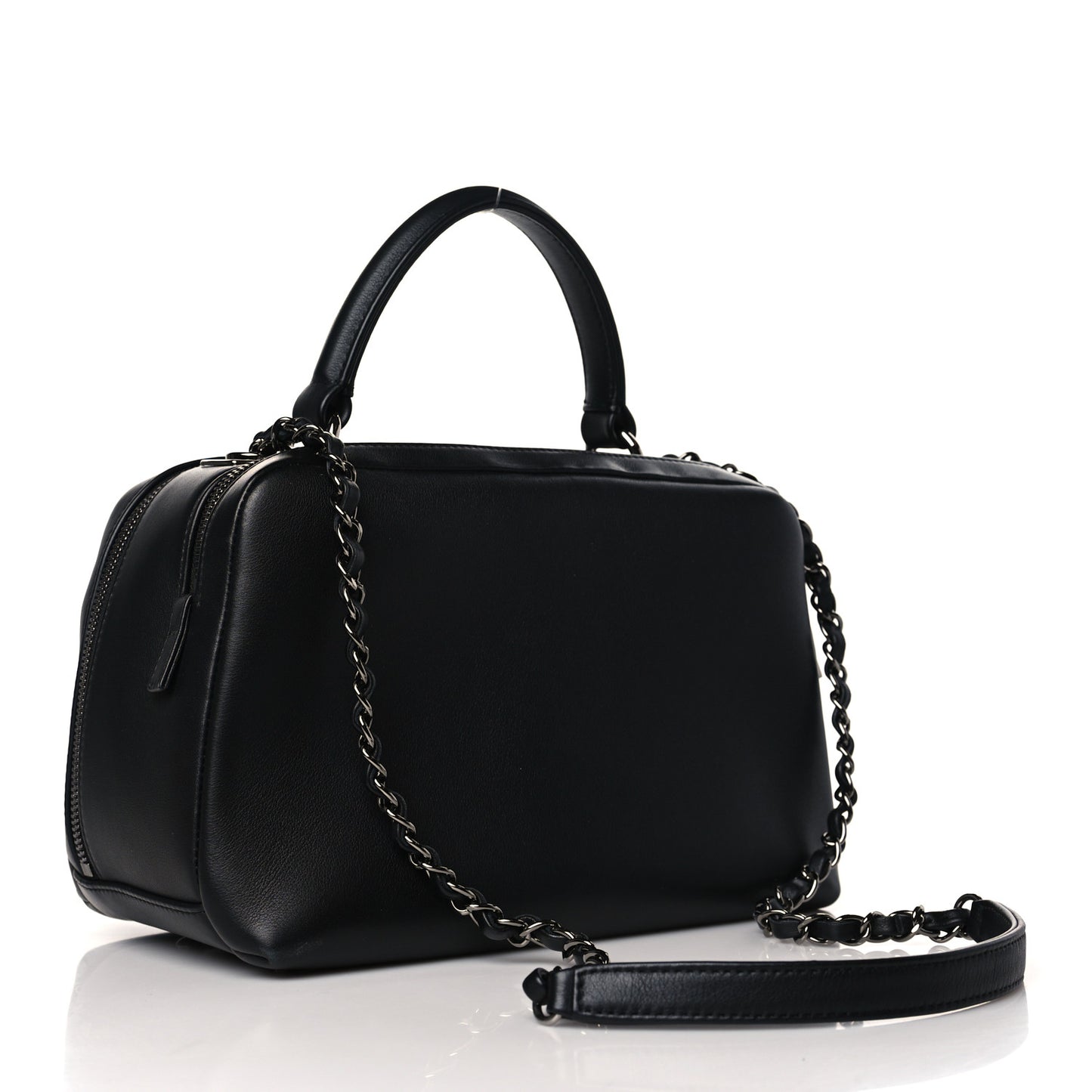 Calfskin Small Trendy CC Bowling Bag Black