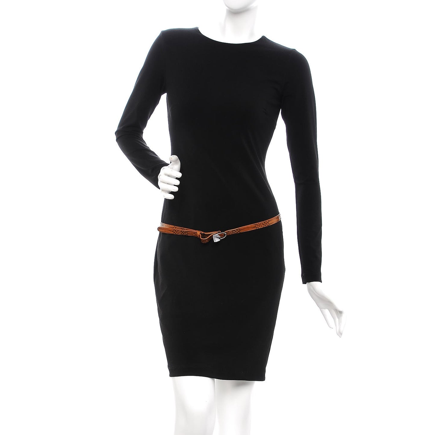 Python Calfskin Embossed Crystal Skinny Belt 90 36 Brown