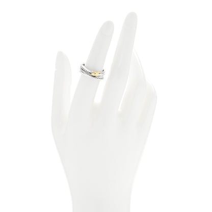 David Yurman Sterling Silver 18K Yellow Gold 6mm X Crossover Ring 51 5.75 2 of 4
