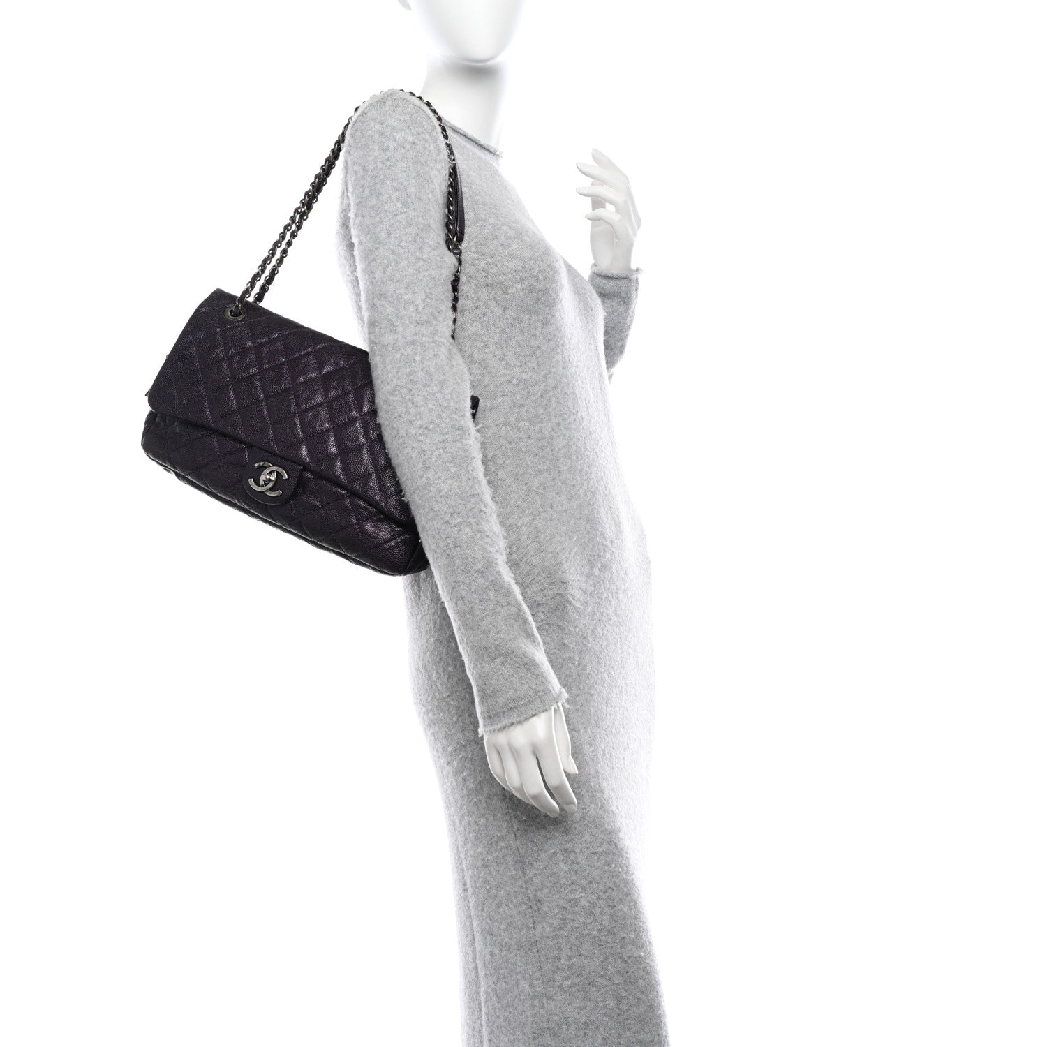 Chanel Caviar Quilted Jumbo Easy Flap Purple 2 of 12