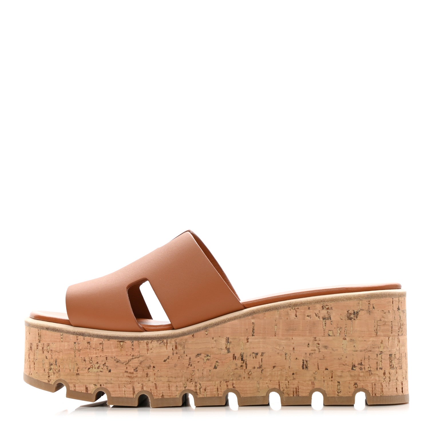 Hermes Calfskin Cork Eze 30 Sandals 37 Marron Glaise 1 of 10