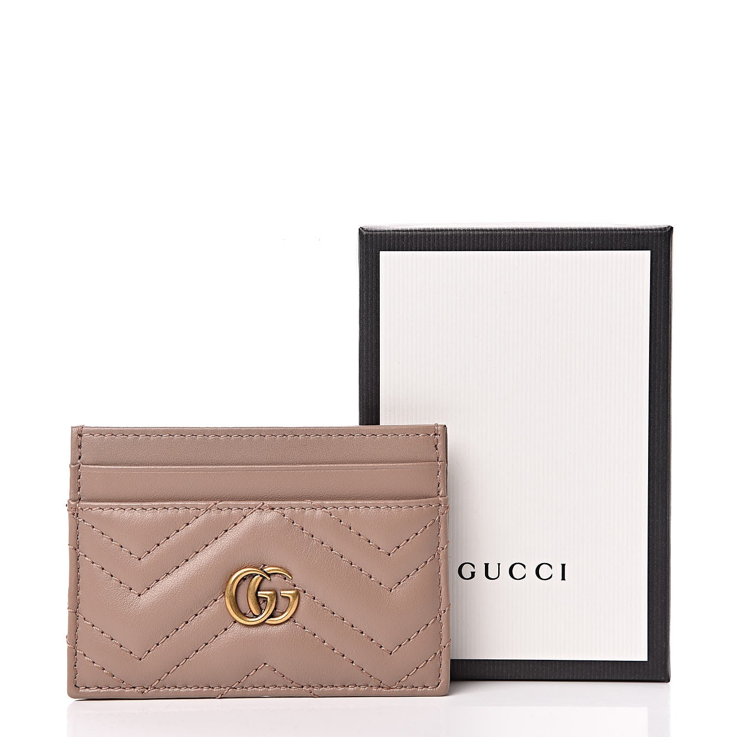 Gucci Calfskin Matelasse GG Marmont Card Holder Porcelain Rose 7 of 7