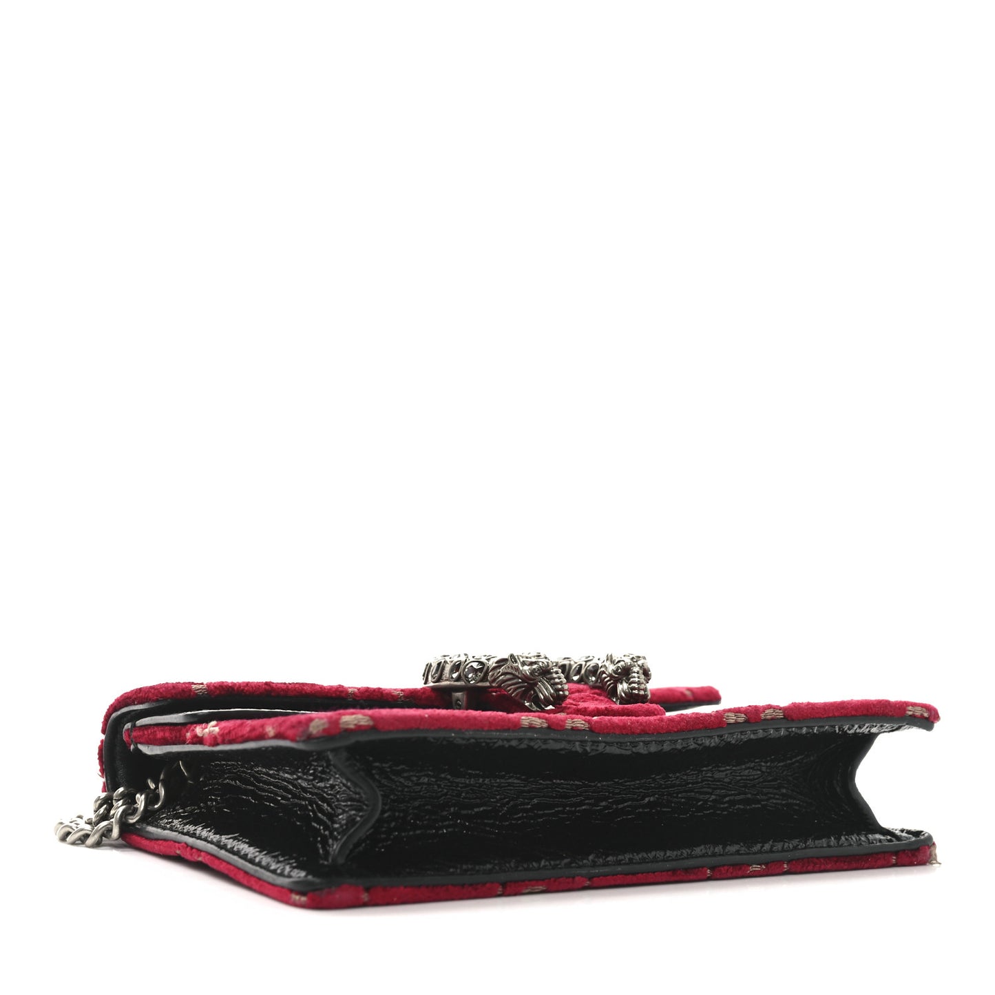 Velvet GG Monogram Super Mini Dionysus Shoulder Bag Red Cipria Black