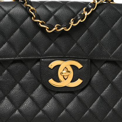 Chanel Caviar Quilted XL Jumbo Single Flap Black 7 of 10