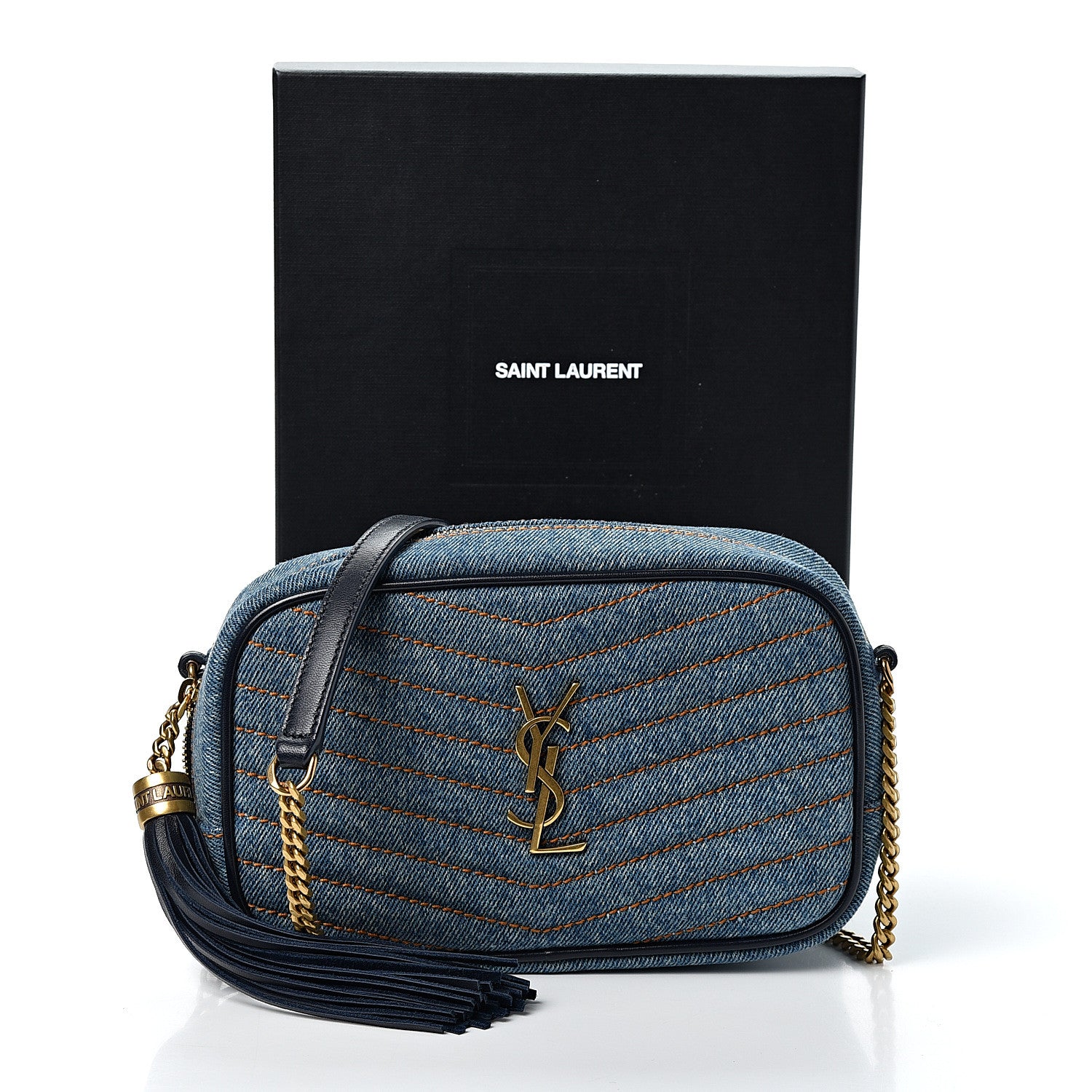 Saint Laurent Denim Matelasse Monogram Mini Lou Camera Bag California Blue 10 of 10