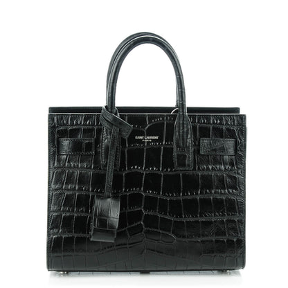 Saint Laurent Calfskin Crocodile Embossed Nano Sac De Jour Black 1 of 6