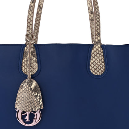 Christian Dior Calfskin Snakeskin Handle Large Addict Shopping Tote Blue 8 of 15